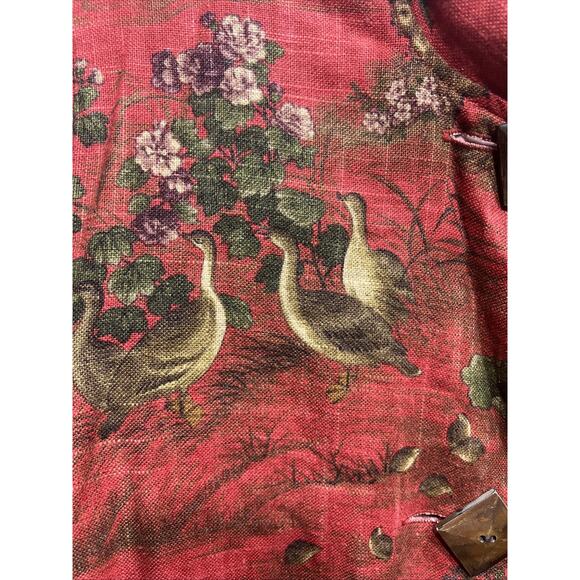Vintage Painted Pony Jacket Tapestry Birds Floral 3 Button Cotton Womens Size M - Picture 5 of 10